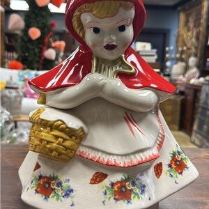 Mccoy Red and White Little Red Riding Hood Cookie Jar